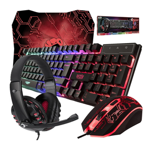 Gaming Keyboard and Mouse and Mouse pad and Gaming Headset, Wired LED RGB Backlight Bundle for PC Gamers and Xbox and PS4 Users - 4 in 1 Edition Hornet RX-250