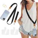 Piefly Phone Lanyard Crossbody Wrist Strap, Black Cell Phone Lanyards for Around the Neck Wristlet Shoulder, Adjustable Cute Strap for Car Keys Keychain Wallet ID Badge