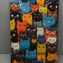 Cute Cat Canvas Wall Art Colorful Cartoon Cat Paintings Wall Decor Pictures Fun Animal Prints Posters for Children's Room Nursery Bathroom Dining Room Bedroom Artwork Home Decoration (16x24in-canvas, Funny cat)
