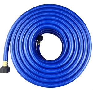 PVC Garden Hose 1/2 Inch, Flexible Water Hose with Male and Female Fittings, No Leaking, Heavy Duty, for Household, Outdoors, Lawns, Patio (100 FT, Blue, Plastic Fittings)