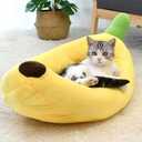 Dog & Cat Bed for Indoor Cats Relaxing Banana Mattress Fluffy Pet Mattress Waterproof Memory Foam Pet Bed with Sides Suitable for Medium-Sized Dogs and Cats Guinea Pig Bed (Medium)