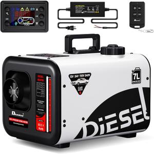7L Diesel Heater 240V/110V/12V/24V, All-in-One 8KW Diesel Air Heater with LCD Monitor & Remote Control, Fast Heating for Tents, Cars, RVs, Trucks, Campers, Trailers,White