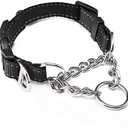 Mighty Paw Martingale Dog Collar 2.0 | Trainer Approved Limited Slip Collar with Stainless Steel Chain & Heavy Duty Buckle - Modified Cinch Collar for Gentle & Effective Pet Training - Medium, Black