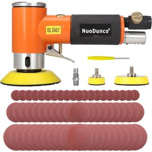 1/2/3 Inch Mini Random Orbital Air Sander Kit Industrial Grade Pneumatic Sander for Auto Body Work with 60 Pcs 1"2"3" Hook & Loop Sanding Discs for Metal & Woodworking