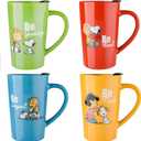 Peanuts Snoopy Gentle Reminders 18oz Travel Cup w/Lid, Stoneware, 4-Pack, Assorted Colors