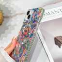 AIGOMARA Magnetic for iPhone 15 Case, Compatible with Magsafe Glitter Sparkly Watercolor Marble Translucent Bumper Protective Phone Case with Screen Protector for Women Girls, Pink/Blue