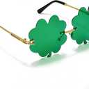 St. Patricks Day Irish Four Leaf Clover Sunglasses, Green Shamrock Sunglasses, Four Leaf Clover Leprechaun Costume Glasses for Women Men, St. Patrick's Day Party Favors Accessories (Green)
