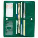 Big Skinny Women's Executive Leather Bi-Fold Checkbook Slim Wallet, Holds Up to 40 Cards, Blue