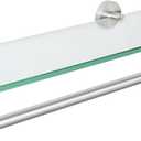 Alise Glass Shelves for Bathroom, 15.7 Inch Floating Glass Shelves for Wall,SUS304 Stainless Steel Floating Shelves for Bathroom, Toilet Room Decoration Brushed Finish GDL400BAR-LS