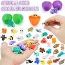 32-Piece 3D Printed Animal Figures with Surprise Eggs, Articulated Mini Fidget Toys, Poseable Desk Pets and Tiny Animal Figurines for Party Favors, Classroom Prizes, Gifts and Display