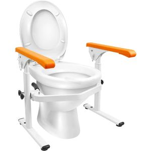 Heavy Duty Toilet Safety Frames & Rails for Elderly(661 LBS),Hand Rails for Toilet,Toilet Stand Up Assist,Toilet Handles,Adjustable Grab bar (Orange)