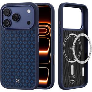 BENKS ArmorGrid ArmorPro Case for iPhone 17 Pro Max with Camera Control Button, [Compatible with Magsafe] Military Grade Protective Case Built with Dupont Kevlar Aramid Fiber, Blue