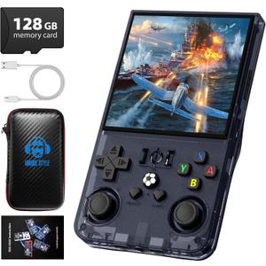 YEQOO R36MAX Retro Handheld Game Console, 4.0 Inch IPS HD Screen Portable Retro Gaming Console, 1.5GHz CPU Support 30+ Emulator Console Video Game Console, 4000mAh Battery (128GB Black)
