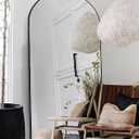 Otlsh Arched Floor Mirror, 77"38" Full Length Mirror with Stand, Freestanding, Aluminum Frame - Black