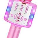 Amazmic Toys for Girls, Kids Karaoke Microphone Toddler Microphone for Kids with Lights, for Girls, Birthday Party Boys Toy Age 3 4 5 6 7 8+(Light Pink