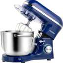 Aucma Stand Mixer,6.5-QT 660W 6-Speed Tilt-Head Food Mixer, Kitchen Electric Mixer with Dough Hook, Wire Whip & Beater (6.5QT, Royal Blue)