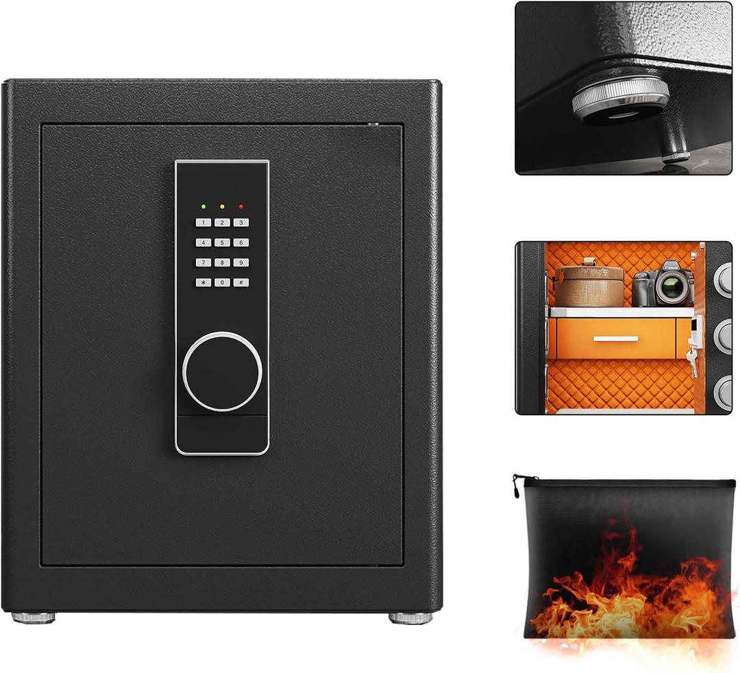 Safe box,2.0 Cu ft Home Safety with Fireproof Waterproof Bag,Digital Electronic Keypad Cabinet safe,Document Safe with LED Light and Built-In Drawer storage for Money Firearm Documents Medicines