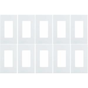 Leviton 80301-SW 1-Gang Decora Plus Wallplate Screwless Snap-On Mount (10 Pack, White)
