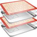 MCIRCO 6 Piece Stainless Steel Baking Sheet with Rack with Silicone Baking Mat Set (2 Pans + 2 Racks + 2 Mats), 17.3 x 13 x 1 Inch Cookie Sheet with Cooling Rack, Easy Clean