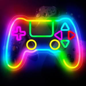 Gamer Neon Sign, LED Game Controller Gamepad Gaming Neon Light Sign for Gamer Room Wall Decor, Scrolling Color Changing Flashing Modes, Video Game Gifts for Teens, Boys, Kids, RGB