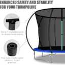 8PCS Trampoline Curved Pole and 12FT Trampoline Net, Universal Trampoline Replacement Enclosure Net with Thicker Pole, Plastic T Connector & Fiberglass Rods Fits 12" Round Frame with 8 Curved Pole