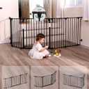Babelio Baby Gate Extra Wide, Auto Close Dog Gate Pet Gate for House Stairs Doorways Fireplace (Black, 72" Wide Gate - 3 Panels)