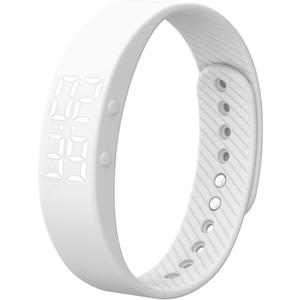 Non-Bluetooth Fitness Tracker Watch Pedometer Digital Step Counter Calorie Counter Distance Activity Tracker Alarm LED Fitness Watch IP65 Water Resistance (white)