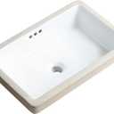 22 Inch Undermount Bathroom Sink Rectangle Undermount Sink White Ceramic Under Counter Bathroom Sinks with Overflow (21.8"x14.0")