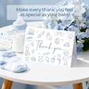 Thank You Card Set for Baby Showers - 48 Pack with Envelopes & Stickers, Adorable Blue Cartoon Theme Blank Cards for Newborn Parties