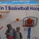 2 in 1 Kids Basketball Hoop and T Ball Set - Adjustable Height, Kids Baseball Tee with Automatic Pitching Machine, Indoor Outdoor Sport Toys Gifts for Toddler Boys Girls Age 1-5, Blue