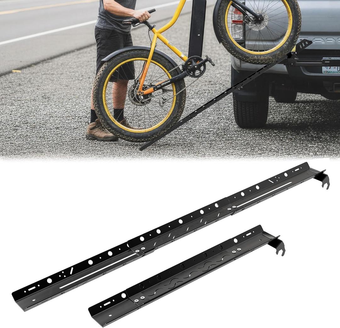 Extendable Bike Ramp for Bike Rack, 54'' Heavy Duty E-Bike Ramps, Non-Slip Loading Ramp for Ebikes, Mountain Bikes and Mopeds, Fit for Piston Pro/Pro X Bicycle Rack Holds Up to 110 Lbs, Black