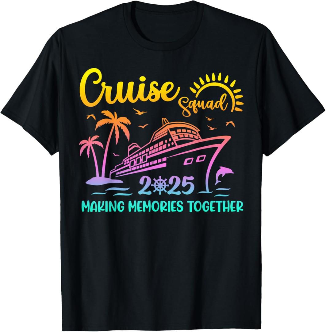 Cruise Squad 2025 Family Friends Vacation Matching Group T-Shirt (Small, Black)