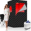 Portable Infrared Sauna Box for Home, 5-Layer Waterproof, XL Steamer, Folding Chair, Steam Sauna Tent for Steam Detox Relaxation Spa, Indoor & Outdoor (Black)