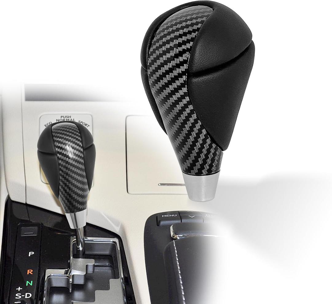 Gear Shift Knob Compatible with Lexus ES300h ES350 IS250 IS300 IS350 GS300 GS350 GS430 GS450h GS460 LS460 LS600h RX350 RX450h Shifter Knob Handle Black Leather Carbon Fiber Pattern