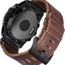 Soft Horween Leather Watch Band Compatible With Garmin, Strap For Fenix/Forerunner/Approach/MARQ/Quatix / D2 Series/Instinct/Epix/Tactix/Foretrex (root={'value': "26 mm / Middle (5.9'' - 8.7'')"}, Brown)