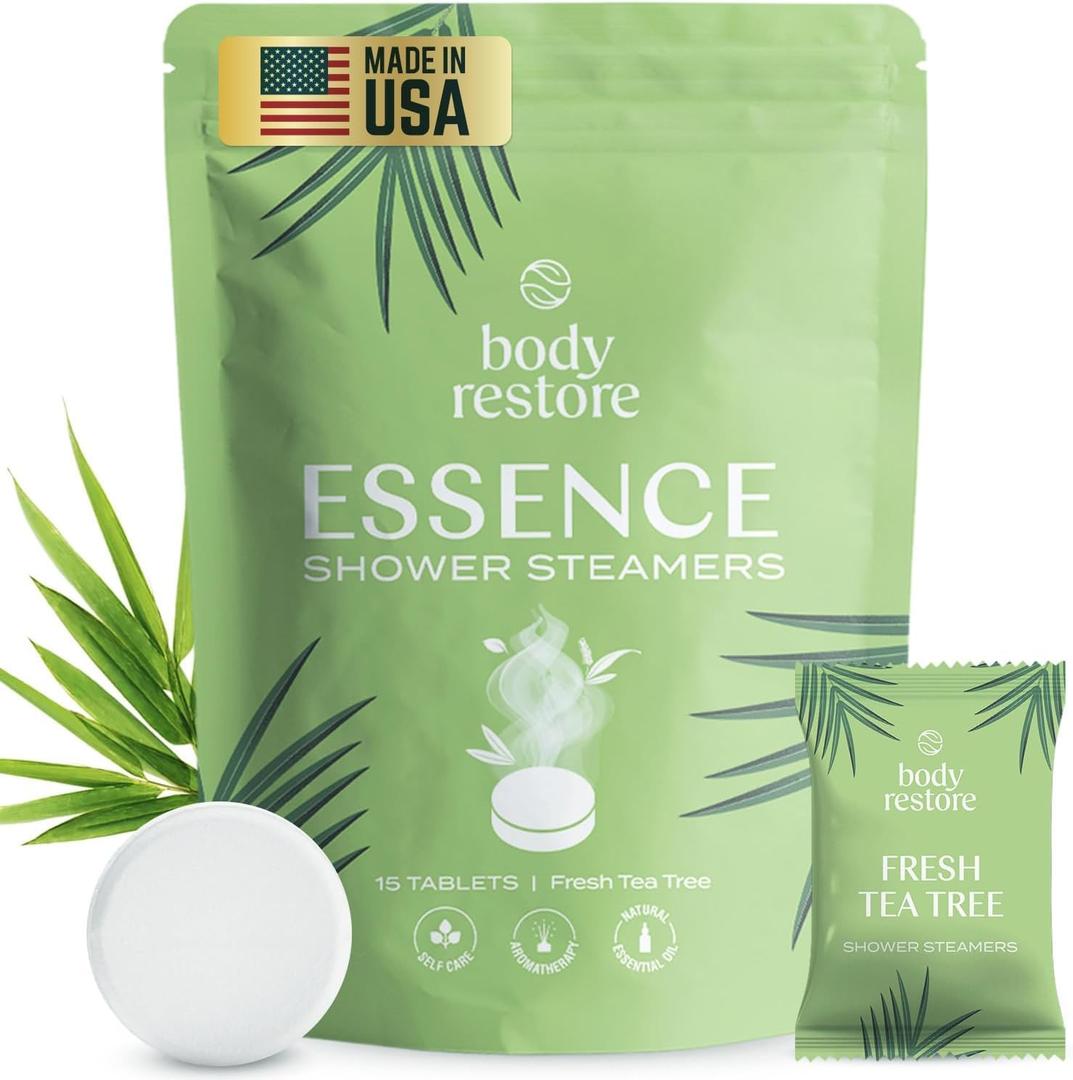 Body Restore Bath Bombs Aromatherapy 15 Pack - Birthday Gifts for Women, Men, Travel Essentials, Stress Relief, Relaxation, Self Care - Tea Tree