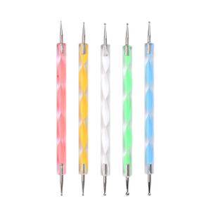 5Pcs Double-ended Nail Art Dotting Pens 10 Different Diameter Ball End Dots Painting Pen Tool 2 Way Nail Art Design Tools for Nail Decorations Art Stippling Engraving Drawing