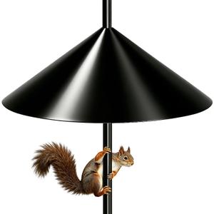19 Inch Wide Black Squirrel Baffle for Bird Feeder Pole,Squirrel Proof for Outdoor Pole Mount Bird House Guard for Shepherd’s Hooks Black