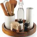 TIDITA 10" Acacia Wood Lazy Susan Organizer for Cabinet - Round Lazy Susans Turntable for Countertop - Wooden Kitchen Rotating Storage Food Bin Container for Centerpiece Table, Spices, Pantry