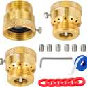 American Valve 3/4" Inch 3 Pack Solid Brass Hose Connection Vacuum Breaker Backflow Preventer Connector with Allen Wrench+Headless Hex Set screws
