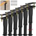 6 PCS Adjustable Height Center Support Leg for Bed Frame (7.7"-13.3"), Upgrade Under Bed Support Leg with Wider Base, Bed Center Slat/Furniture, Heavy Duty Bed Replacement Legs Bed Slats Support Legs