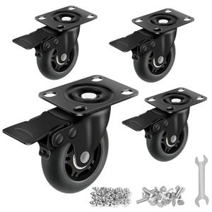 Apllamo 3" Casters Set of 4 4 Heavy Duty Quiet Casters, Max Load 2000LBS. Suitable to do Soft Wheels for cart, Glide Quietly and Protect The Floor, casters Set of 4 Heavy Duty.