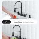 APPASO 4 Hole Kitchen Faucet, Matte Black 2 Handle Kitchen Faucet with Pull Down Sprayer, Modern Spring 3 Hole Faucet for Kitchen Sink3 Modes Kitchen Sink Faucet with Soap Dispenser