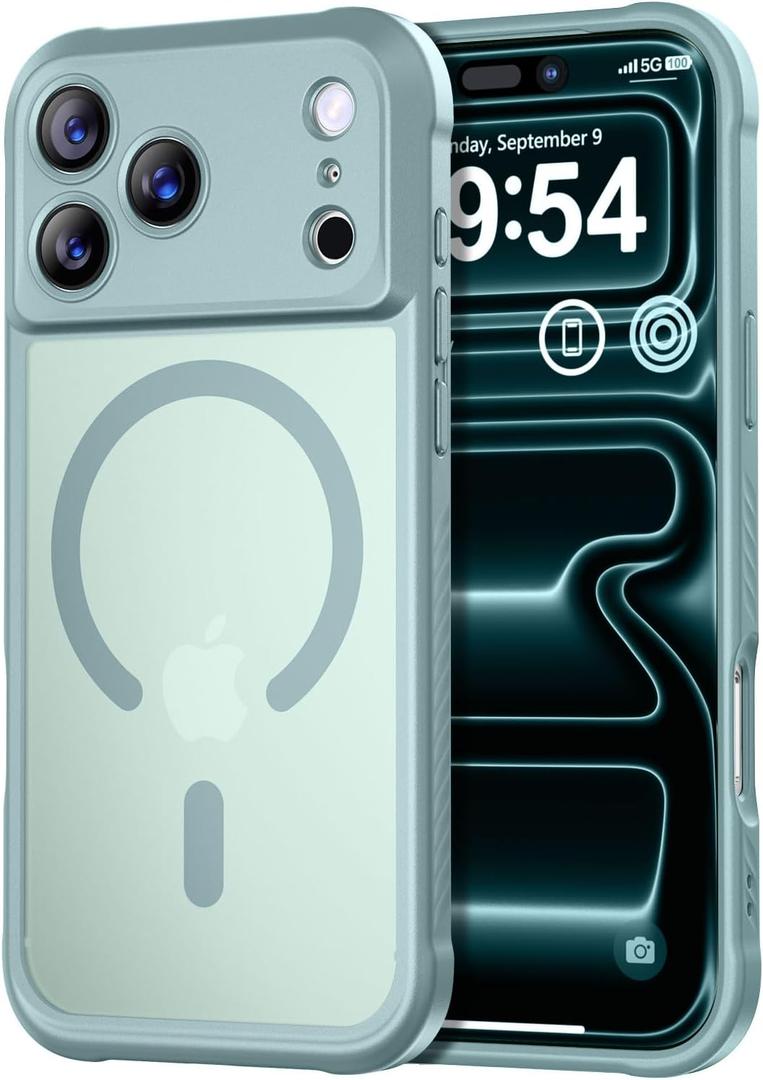 Thomo Magnetic for iPhone 17 Pro Case, [Compatible with Magsafe] [Full Camera Protection] Translucent Matte Military Grade Shockproof with Anti-Fingerprint Phone Cover 2025, Blue