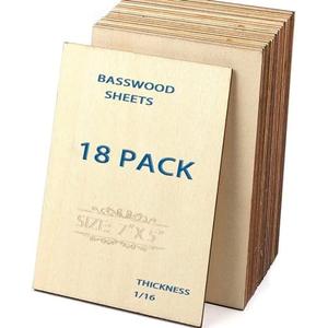 Unfinished Wood Pieces,18 Pcs Basswood Sheets 1/16,Thin Plywood Wood Sheets for Crafts,Perfect for DIY Projects, Painting, Drawing, Laser, Engraving, Burning and CNC Cutting(5x7Inchx1.5mm)