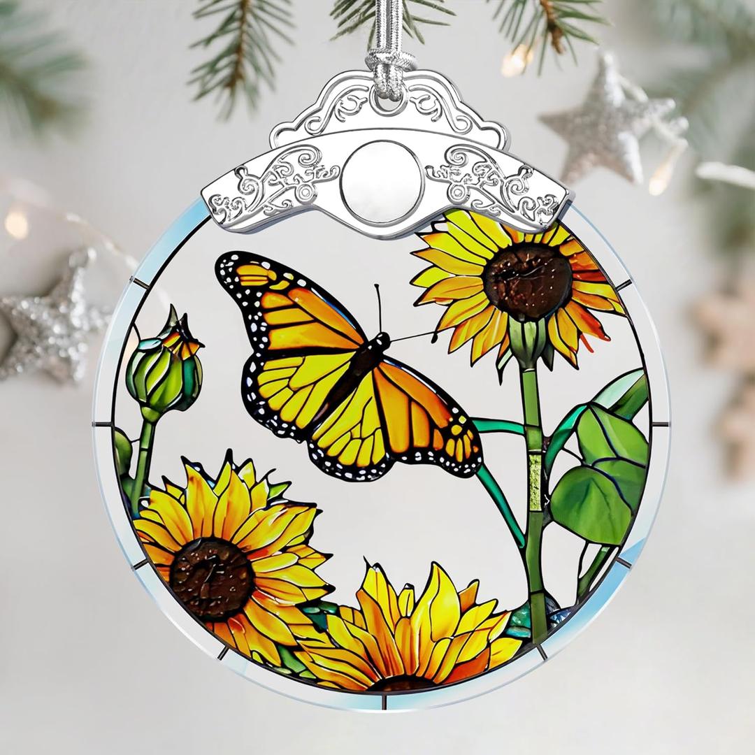 Stained Glass Ornament, Christmas Ornament, Hanging Ornaments for Home Decor & Christmas Tree Ornaments Exquisite Holiday Decor, Xmas Gifts & Holiday Present - Monarch Butterfly