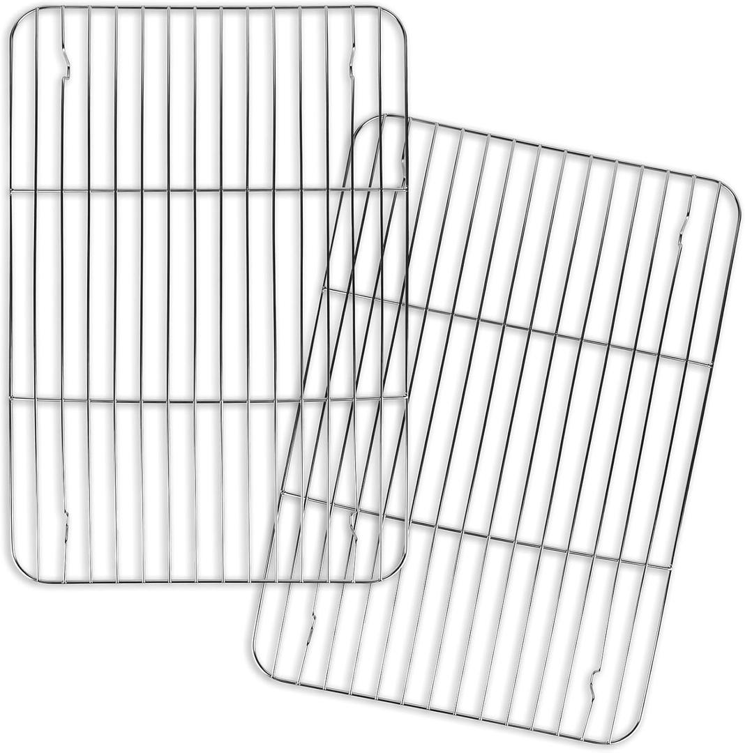Cooling Racks for Cooking and Baking, Set of 2 Square Wire Racks Small Cookie Baking Rack 17 x 11 for Cooking Baking Roasting Grilling Drying, Oven & Dishwasher Safe 100%