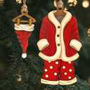 3 x Funny Christmas Ornaments, Santa Ornaments for Christmas Tree, Secret Santa Gifts, Vintage 3-Piece Ornament Set, Wooden Hanger Outfit, Coat Pants Hat Trio, Holiday Decor, Gift Set for Besties 2025