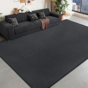 Large Area Rugs for Bedroom Living Room - 8x10 Feet Ultra Soft Dark Grey Rug Thickened with Memory-Foam, Solid Modern Minimalist Carpets for Home Decor, Non-Slip and Comfy Nursery Room Rugs