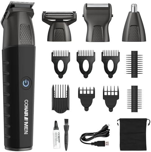 Conair Men All-in-One Trimmer for Men - Nose Hair, Beard, Mustache, Body Hair Trimmer - 16 Piece Men's Grooming Kit for Manscaping- Showerproof - Rechargeable